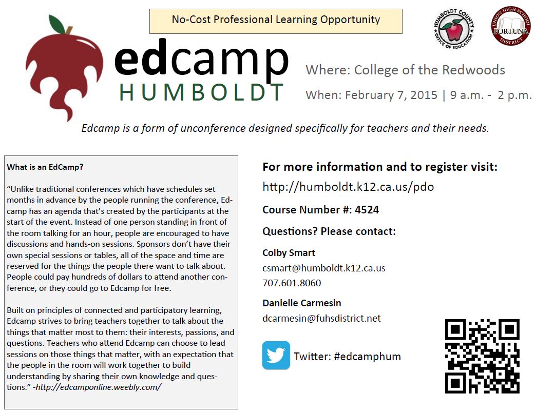 EdCamp Humboldt “Unconference” (College of the Redwoods, Humanities