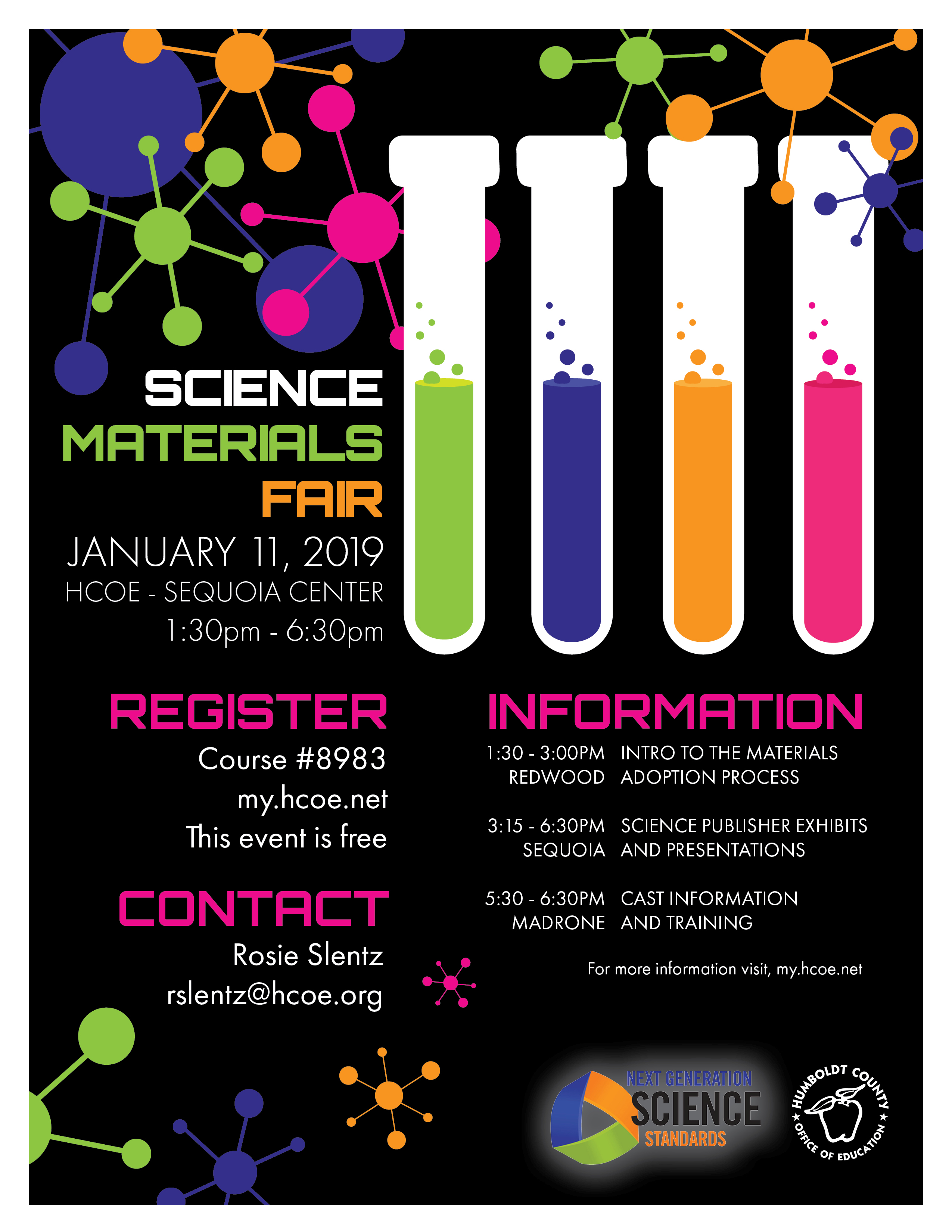 science fair flyer with test tubes