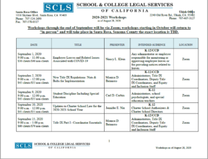 School & College Legal Services of California Workshops