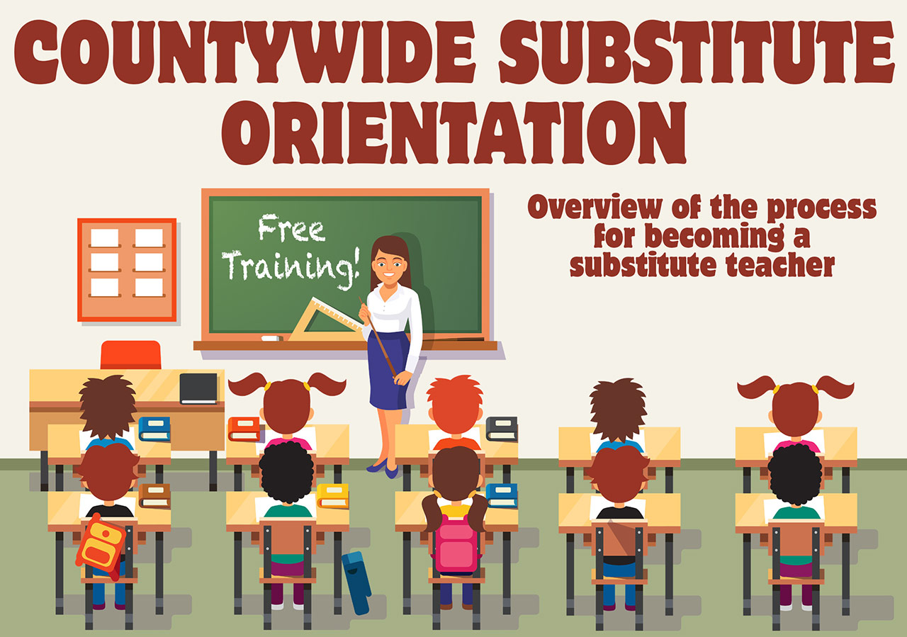 Illustration of a classroom for substitute orientation training