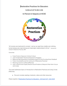 Restorative Practices for Educators May