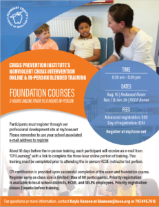 Crisis Prevention Institute's Nonviolent Crisis Intervention Training Foundation Course 2022-2023