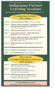 Indigenous Partner Learning Sessions for Northern California Educators K-12