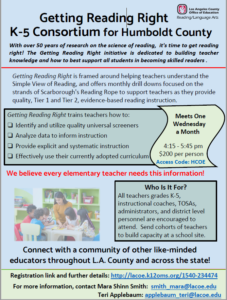 Getting Reading Right K-5 Consortium for Humboldt County