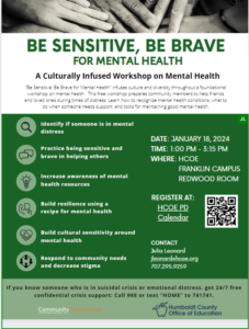 Be Sensitive, Be Brave For Mental Health Workshop