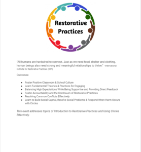 Restorative Practices for Educators SEP 2024